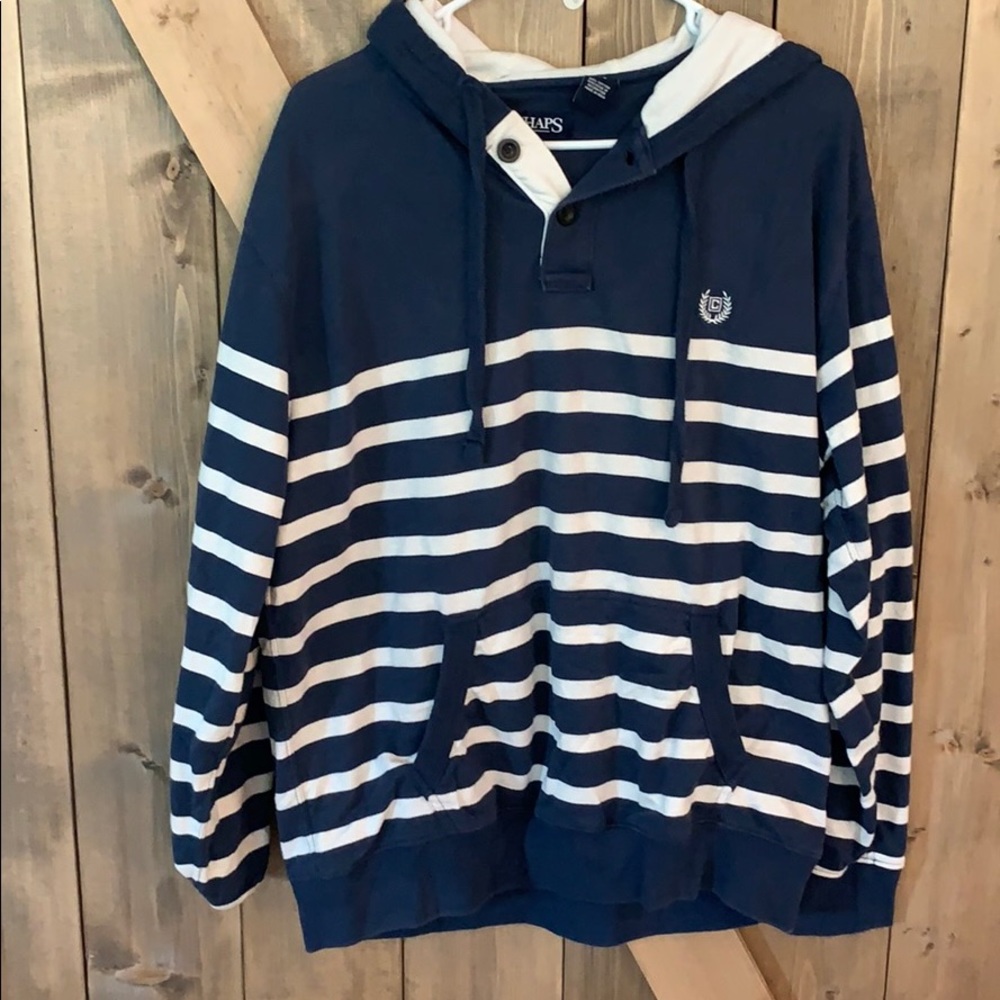 Chaps, 3 Button Hooded Sweatshirt